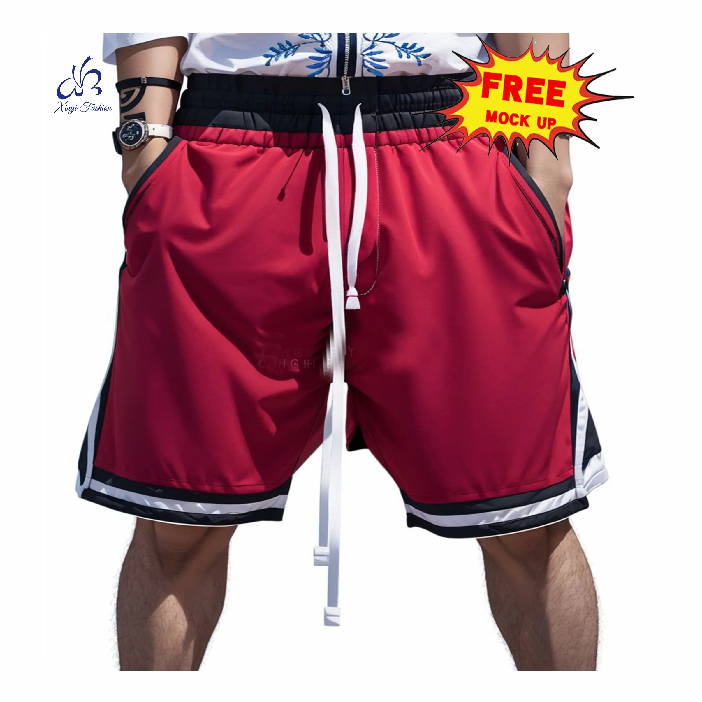XY OEM Custom Short Jogger Short Cremallera Bolsillo Impresión Logo Gym Shorts High Quality Quick-Dry Mesh Short