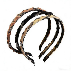 Nueva diadema trenzada retro con pedrería, diadema elegante de alta gama, pinza para el cabello, estilo popular en línea, de ala ancha - Product Image 5