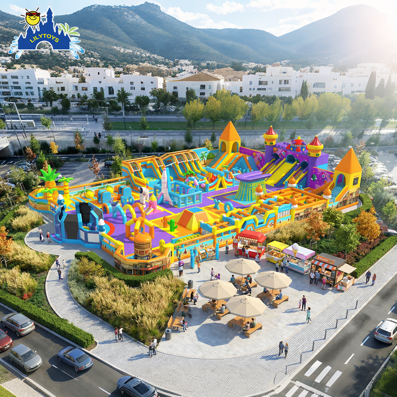 Giant Outdoor Inflatable Park with Rainbow