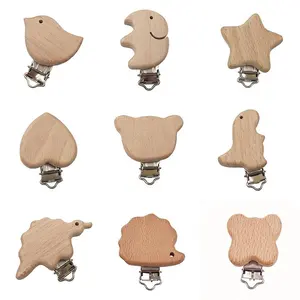 DIY beech wood Baby Molar Teether Accessories Elm Animal Pacifier Clip Pacifier Chain part