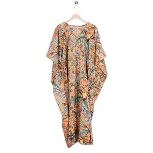 Caftán de Algodón Hecho a Mano de Alta Calidad para Mujer, Estampado Floral, Cuello en V, Manga Larga, Corte Holgado, Vestido Casual de Verano Ecológico - Product Image 6