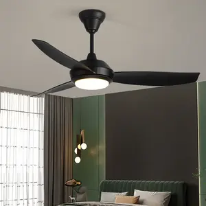 Ventilador de techo con aspas de ABS para el hogar, ventilador de techo de velocidad de ajuste inteligente con luces Led y control remoto