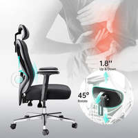 AJUNION Chaise de travail ergonomique réglable avec dossier en maille Chaise de bureau confortable et pivotante pour ordinateur avec soutien lombaire et cervical