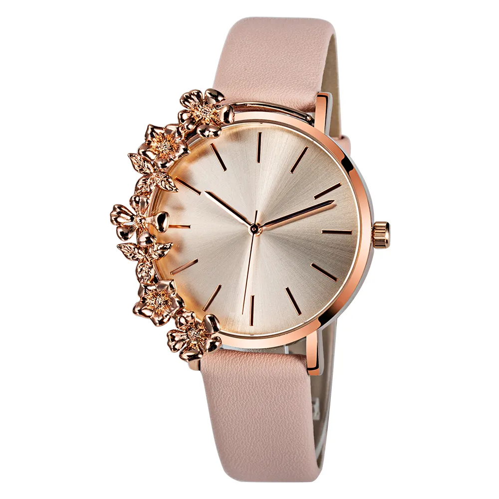 Relógio de pulso, colorido flor em forma de flor mostrador placa personalizada relógios criativos mulher relógio de quartzo joia relógio de pulso