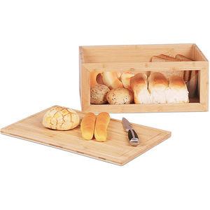 กล่องขนมปังไม้ไผ่ชั้นเดียวพร้อมหน้าต่างใสสำหรับเก็บขนมปัง - Product Image 1
