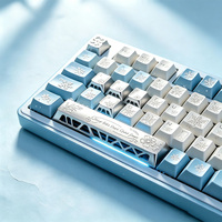 Capuchons de touches de clavier en acier inoxydable bleu glace, design flocon de neige, bleu métallisé, thème hiver blanc, décoratifs, artisanaux