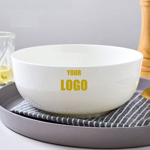 Nuovo commercio all'ingrosso Bone <span class=keywords><strong>China</strong></span> ciotola di Ramen in ceramica bianca personalizzata con Logo modello per zuppa insalata di frutta uso per feste - Product Image 2