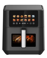 Friteuse à air numérique familiale 1700W 9L avec écran tactile, chauffage unique 360°, décoration argentée et fenêtre de visualisation