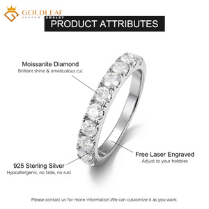 Anillo de Boda Clásico con Engaste Pavé de Plata S925 y Moissanita Redonda de Corte Brillante Goldleaf GRA - Product Image 6