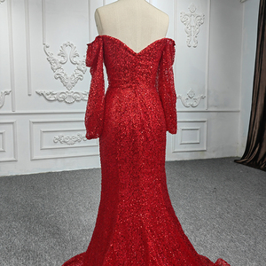 <b>Sequins</b> Long Sleeve <b>Red</b> Party Mermaid Wedding Gowns Dresses Jancember 9901-2 - Product Image 3