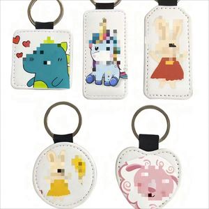 Porte-clés personnalisé en cuir PU blanc vierge pour sublimation, idéal pour les cadeaux promotionnels de festival, vente en gros, ornement suspendu décoratif - Product Image 6