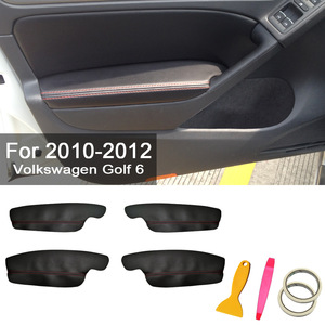 ฝาครอบหนังที่วางแขนประตูรถโฟล์คสวาเกน กอล์ฟ 6 รุ่นปี 2010-2012 สีดำเย็บด้ายแดง ชุด 4 ชิ้น พร้อมอุปกรณ์ติดตั้ง - Product Image 1
