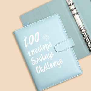 Prix pas cher classeur d'épargne 100 jours épargne argent Faux cuir 6 anneaux reliure d'épargne feuilles mobiles cahier de journal - Product Image 2