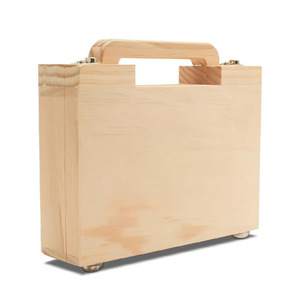 Wooden Toolbox Portable <b>Storage</b> <b>Box</b> 265mm Depth Polished Surface For <b>Tools</b> And Organizing - Product Image 1