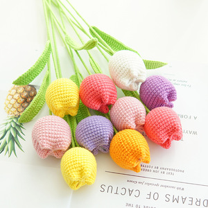 Knitted Flower Bouquet Gift Mother's Day Birthday Handmade Artificial Crochet Tulip Flower - Product Image 5