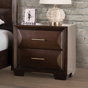 Table de chevet style transitionnel expresso, 1 pièce, tiroirs à queue de pie anglais devant et français derrière, mobilier de chambre - Product Image 1