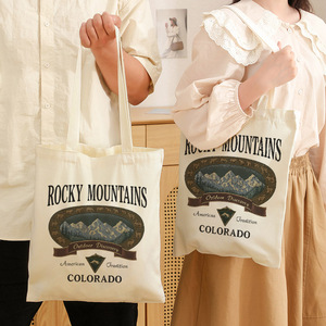 Bolsa de Lona Resistente con Diseñ<span class=keywords><strong>o</strong></span> Gráfico para Actividades al Aire Libre, Bolsa de Compras Reutilizable Personalizada para Mujer, Estilo Vintage - Product Image 1
