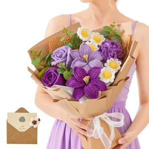 <span class=keywords><strong>Ramo</strong></span> de Flores de Girasol y Rosa Tejidas a Mano, Creativas y Elegantes, para el Día de San Valentín, Artículos Promocionales para Fiestas - Product Image 1