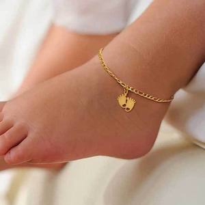 Tobillera <span class=keywords><strong>OZE</strong></span> 234 de acero inoxidable dorado para niños, calzado de cadena NK, tobillera tres a uno para niños conscientes de la moda - Product Image 1