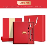 Ensemble cadeau d'affaires de luxe en cuir PU, carnet élégant avec stylo rechargeable, lecteur USB, logo personnalisé, fait à la main