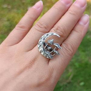Vintage Witch Moon Mushroom <b>Ring</b> <b>Adjustable</b> Jewelry Party Gift - Product Image 2