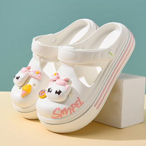 Crocs à semelles épaisses pour femmes, blanc, rose, design de dessin animé, EVA, antidérapant, pantoufles de plage d'été, taille 35 40 - Product Image 1