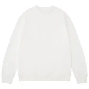 High Quality unbranded oversize OEM Plain Dyed Blank Jogger White Cotton Custom logo womens crew neck Sweatshirt For wholesale