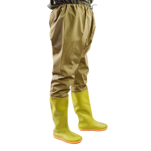 Pantalons de pêche en <span class=keywords><strong>caoutchouc</strong></span> PVC durables et imperméables à rayures jaunes pour hommes et <span class=keywords><strong>femmes</strong></span>, pour la chasse et la pêche en eau profonde - Product Image 2