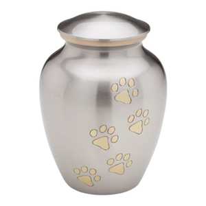 Las mejores urnas de cremación clásicas de aluminio para mascotas, venta al por mayor, accesorios funerarios, urnas de Metal con huellas de pata del exportador indio - Product Image 2