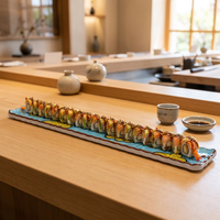 Plateau à sushi long de style japonais, assiette en mélamine nigiri, plat de service rectangulaire pour la restauration
