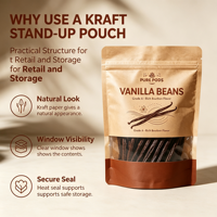 Sacs en papier kraft personnalisés professionnels avec fenêtre transparente, sacs en plastique refermables pour l'emballage alimentaire des aliments secs