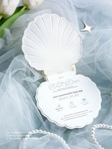 Carte de vœux de mariage originale Fangcunli, faite à la main, gaufrée, design coquillage marin, personnalisée, 25 exemplaires - Product Image 2