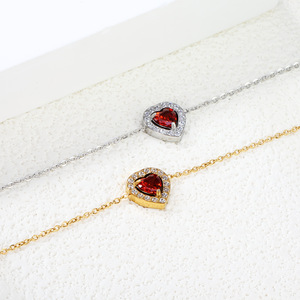 Bracelet en acier inoxydable avec zircon, design géométrique ovale en forme de cœur, pour femmes, bijoux de fête - Product Image 2