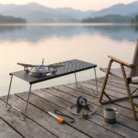 Table de camping d'extérieur, table de pique-nique pour barbecue, table de jardin, table basse, mobilier de jardin pour voyage, table de balcon avec réchaud