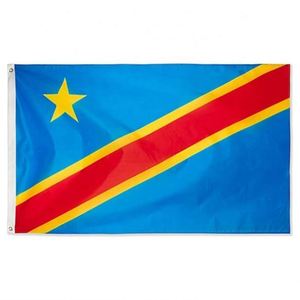 ธงชาติคองโก DR ขนาด 3x5 ฟุต พิมพ์ลายด้วยผ้าไหมโพลีเอสเตอร์ 100% จาก Totem Wholesale - Product Image 1