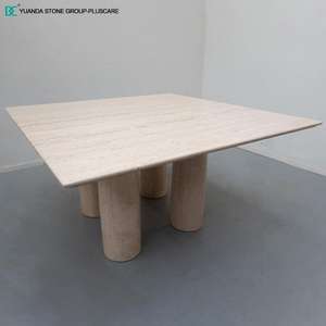 Mesa de Comedor de Piedra Natural Travertino, Muebles de Sala de Estar, Mesa de Comedor de Piedra Caliza Blanca - Product Image 3