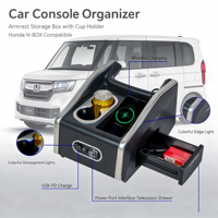 Boîte d'accoudoir centrale avant personnalisée pour Honda N-Box, console centrale de voiture, rangement, porte-gobelets ABS, console d'accoudoir avec chargement USB