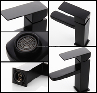 Robinet de lavabo carré noir de haute qualité avec garantie de 5 ans, mitigeur chaud/froid pour lavabo, robinet de salle de bain à montage sur comptoir