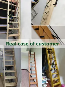 <span class=keywords><strong>Escalera</strong></span> Plegable <span class=keywords><strong>de</strong></span> <span class=keywords><strong>Madera</strong></span> Maciza para Uso Doméstico, Simple, Montada en la Pared, para Altillo, Ático, Automóvil, Almacén, Retráctil, Fácil <span class=keywords><strong>de</strong></span> Personalizar, Carga <span class=keywords><strong>de</strong></span> 150 kg, China - Product Image 4