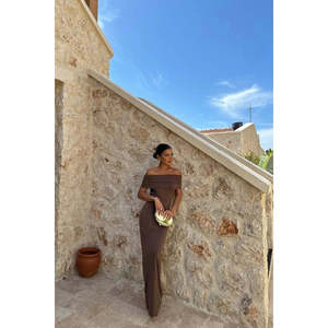 Vestido de Fiesta Vintage Brunella con Cuello Alto y Detalle de Cuentas en la Espalda, Tallas XS-XL, Cintura Natural, Maxi Vestido de Playa de Algodón Tejido con Estampado Veraniego - Product Image 4