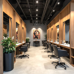 Mobilier de design d'intérieur professionnel moderne personnalisé pour salon de coiffure avec éclairage LED Vitrines professionnelles - Product Image 4