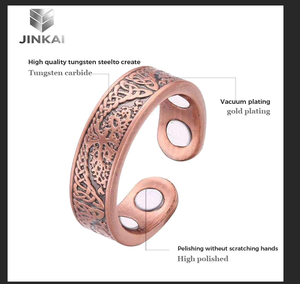 Pulsera de Cobre Puro 99.99% para Hombre, Diseño Geométrico Vintage, Cadena Magnética Ajustable, Certificada por Terceros - Product Image 5