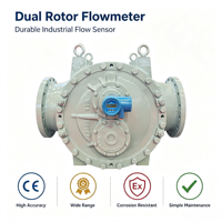 Débitmètre innovant à double rotor en acier inoxydable de haute précision certifié CE Ex pour asphalte, sirop, produits pétrochimiques et eau