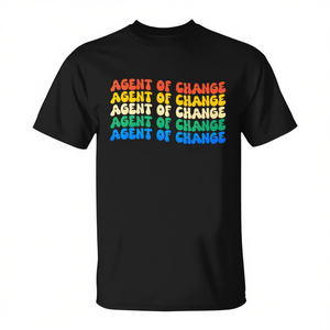 T-shirt Agent Of Change noir unisexe à col rond et manches courtes, promotionnel, sérigraphie pour adultes - Product Image 2