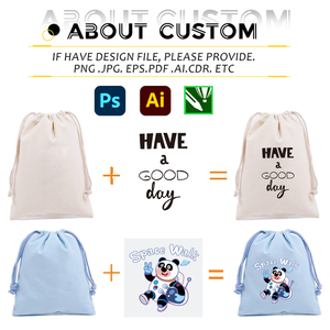 Sac à cordon en coton avec logo personnalisé, broderie et impression, sacs promotionnels, sacs d'emballage, sacs anti-poussière réutilisables - Product Image 3