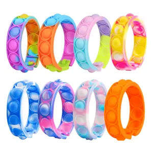 Kinds Of Color Round Pop Bracelet Fidget Toy Relief Stress Press Silicone Bubble Sensory Bracelet Pop
