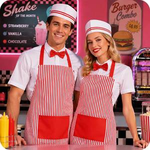 Disfraz de Halloween para Adultos, Estilo Años 50, Camarero, Hot Dog, Soda Jerk, Noche de Cine, Camarera, Cosplay, Carnaval, Fiesta de Circo - Product Image 2