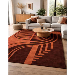 Tapis en laine abstrait rouge et noir, tissé à la main, géométrique moderne, pour la décoration intérieure du salon et de la chambre, cadeau de Noël - Product Image 5