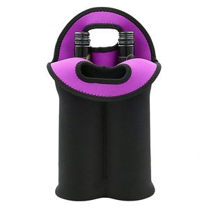 Factory 2-<b>Bottle</b> Wine Carrier Tote <b>Bag</b> Thick Neoprene Travel <b>Cooler</b> Secure Carry Handle Letter Pattern Keeps <b>Bottles</b> Protected - Product Image 4