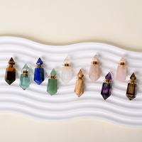 Collier pendentif flacon de parfum en cristal naturel, collier breloque flacon d'huile essentielle multi-pierres pour cadeau de guérison spirituelle